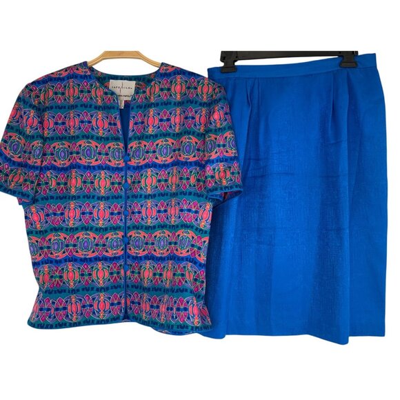 Safe Silk Adrianna Papell Womens 2-Piece Silk Skirt Set Size 8 RHH10562 Lined - Picture 1 of 12